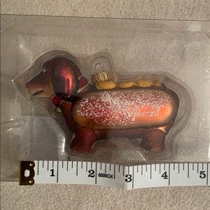 Weiner Dog Glass Christmas Ornament
